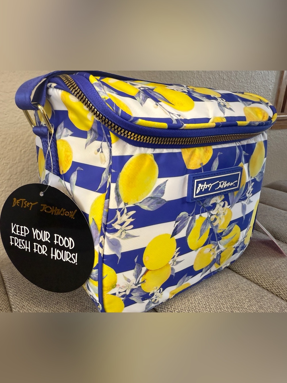 Betsey Johnson Insulted Lunch Tote, Lemon Print - Picture 5 of 15